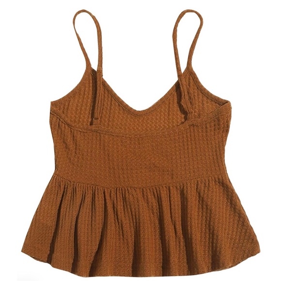 V Neck Ruffle Peplum Rib Crop Top - Picture 2 of 4